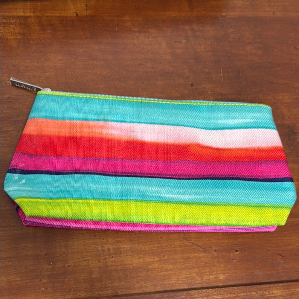 NEW Colorful Striped Clinique Pouch
